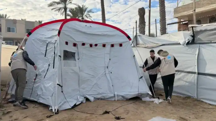 خيام أردنية لنازحي غزة من البرد